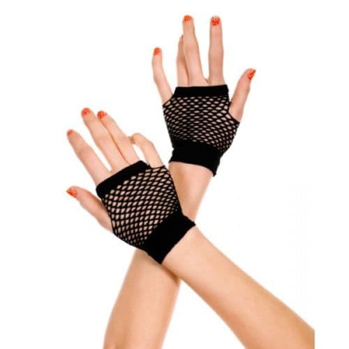 Black Small Diamond Net Sexy Dancer Style Fingerless Ladies Gloves 478