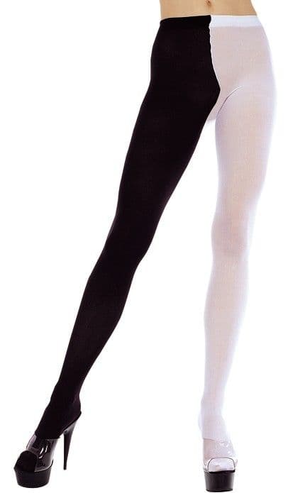 White Black Red Green Purple 2 Tone Ladies Jester Tights Fancy Dress 748Q XL