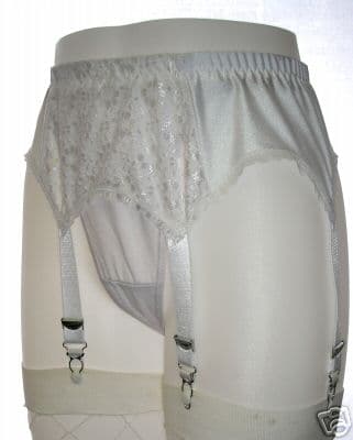 Small Pure White Lace 8 Strap Retro Designer Suspender Belt 26-28 Inch Waist  F59