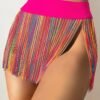 Festival Beach Cover Up Rainbow Tassel Fringe Mini Skirt C73