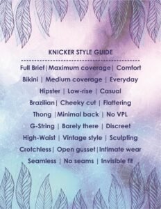 KNICKER STYLE GUIDE KNICKER STYLE GUIDE
