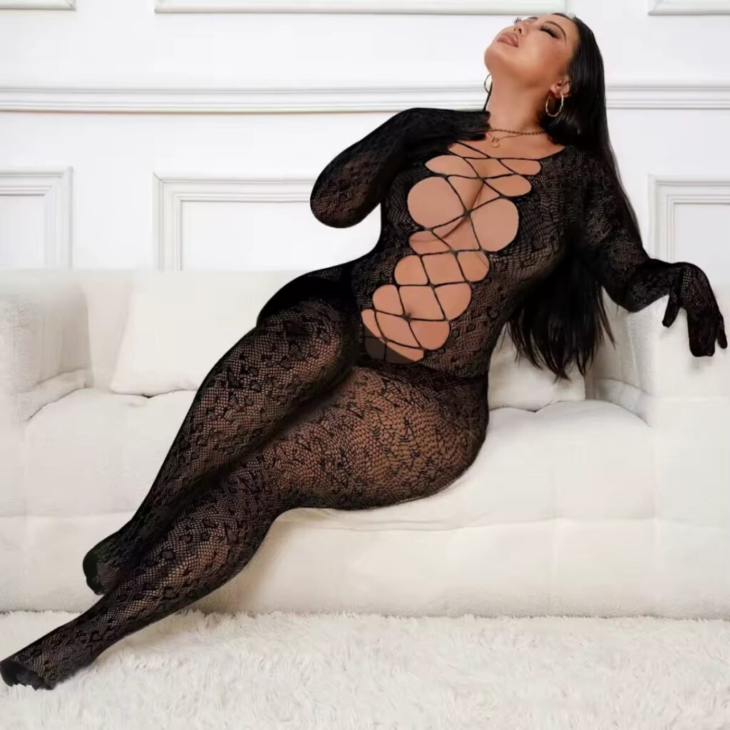 Plus Size Body Stockings woman wearing it